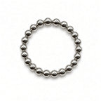 925 sterling silver beaded stacking ring, 3mm wire, close up angled view