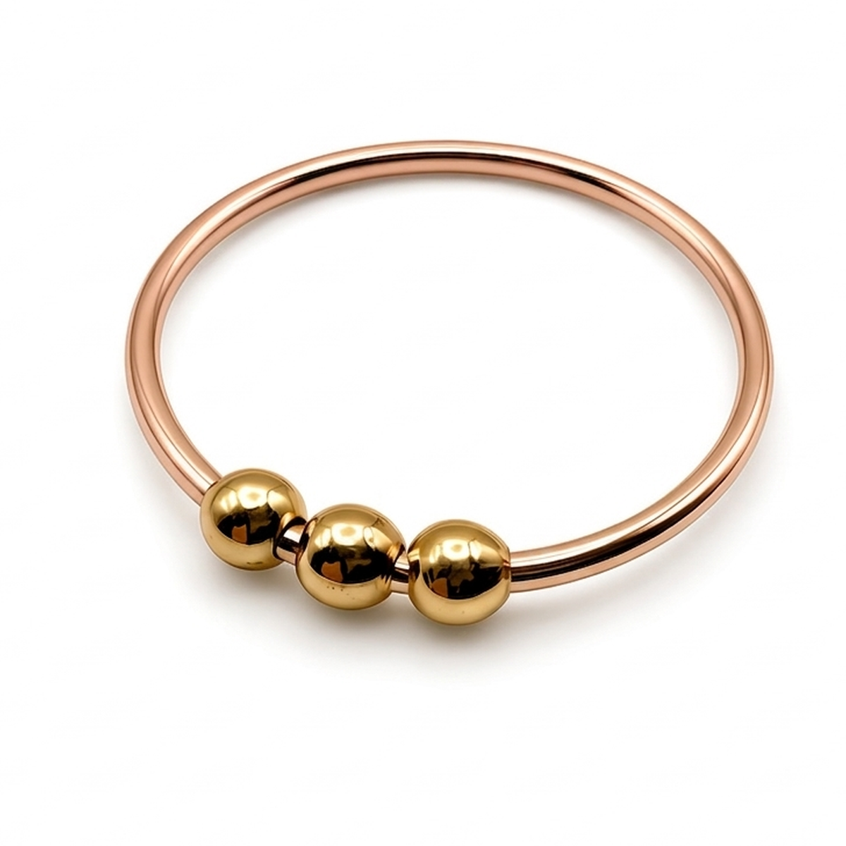 9ct rose gold bead fidget ring, solid gold beads