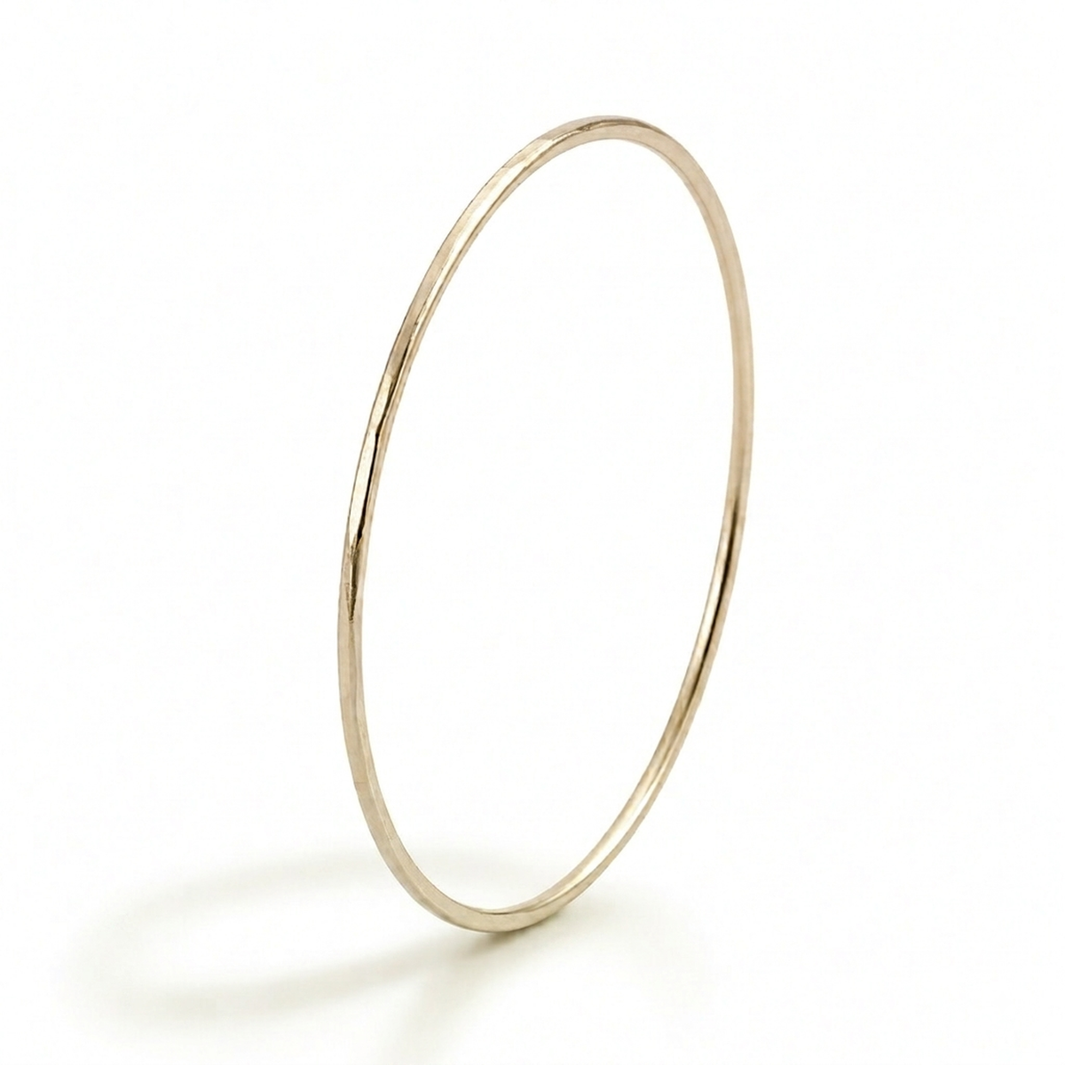 9ct white gold hammered stacking ring, 1mm diameter
