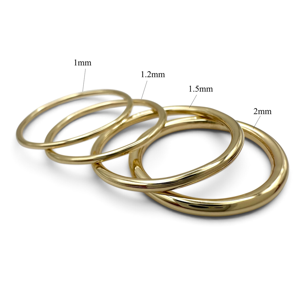 9ct Yellow Gold Stacking Ring | Solid | Recycled | 1.2mm Diameter | Handmade in the UK