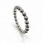 925 sterling silver beaded stacking ring, 3mm wire, angled view