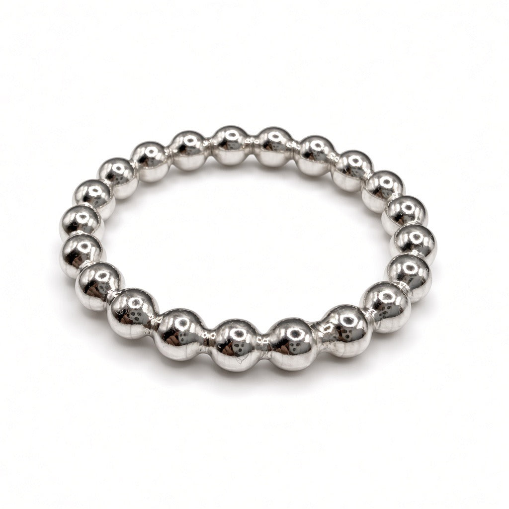 925 sterling silver beaded stacking ring, 3mm wire, top view
