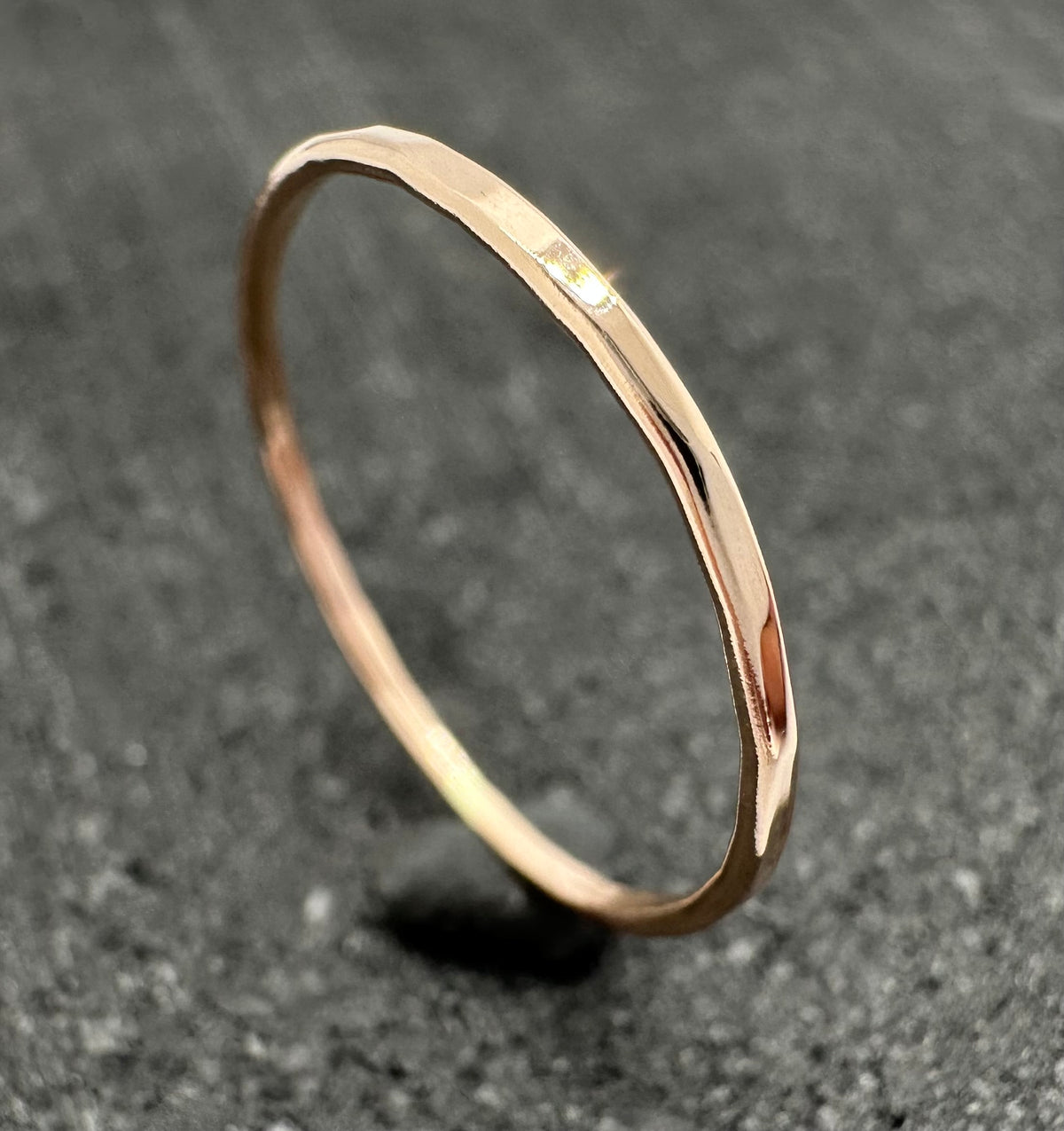 9ct gold hammered stacking ring lifestyle photo