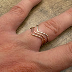9ct gold wishbone ring close up