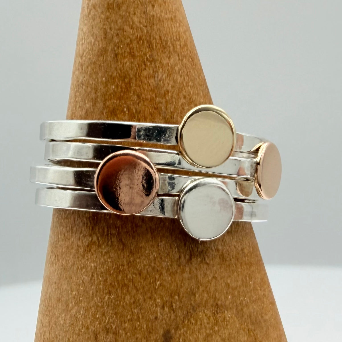 hammered sterling silver disc ring detail photo