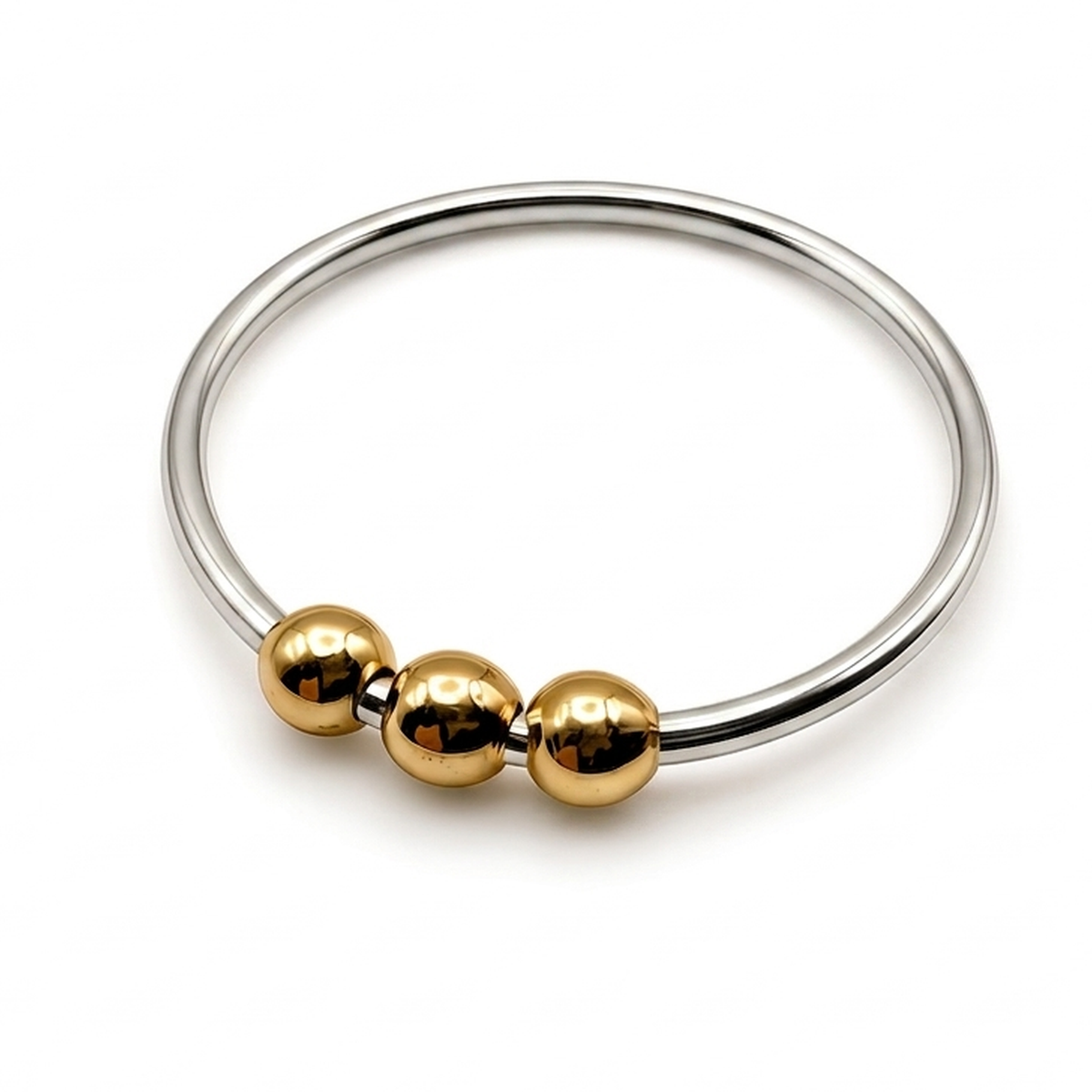 sterling silver band gold bead fidget ring