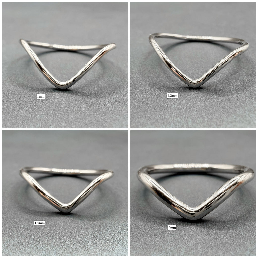 Sterling silver wishbone ring thickness comparison chart